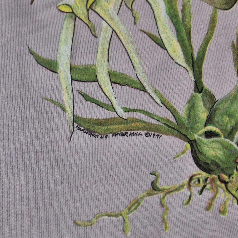 Vtg National Wildlife Orchids Light Purple Single Stitch Shirt Sz L Made In USA - Picture 6 of 13